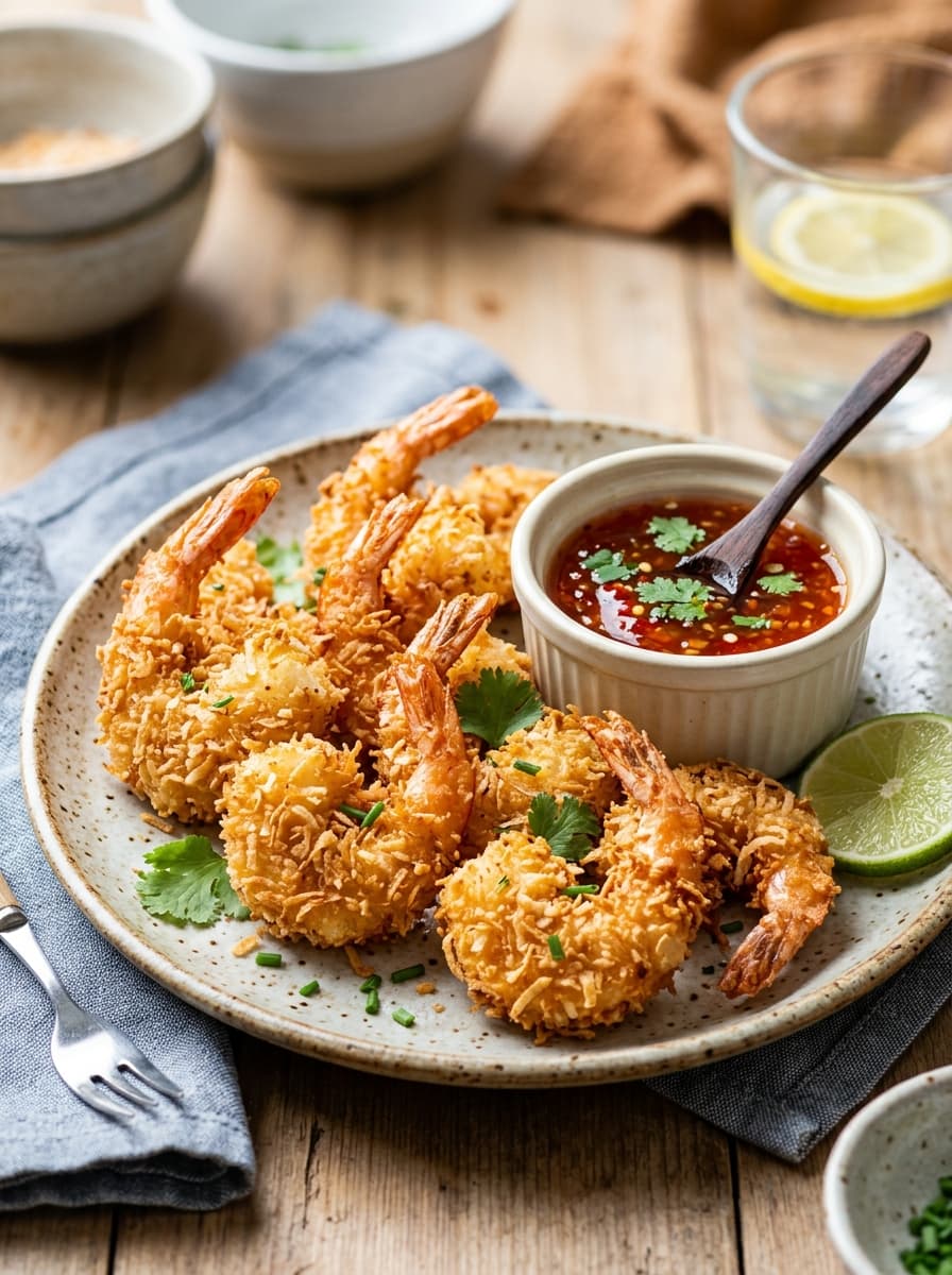 Coconut shrimp with chili sauce