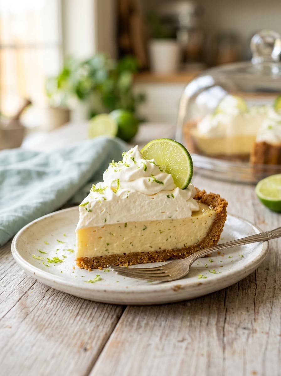 Key lime pie with cream