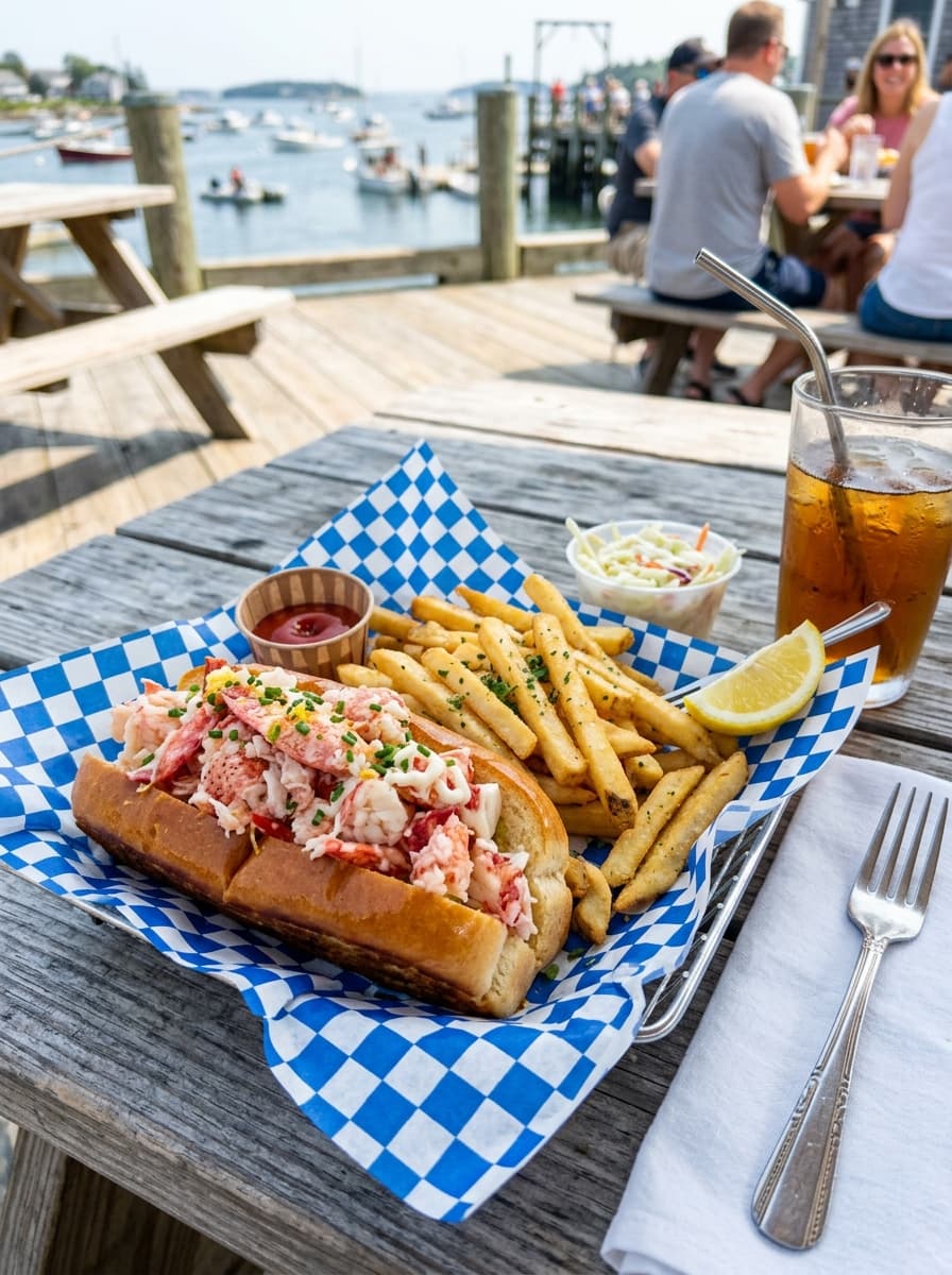 Lobster roll with fries
