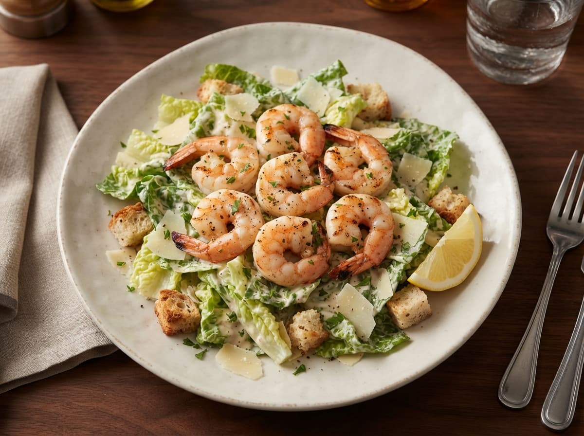 Classic Caesar Salad with Grilled Shrimp